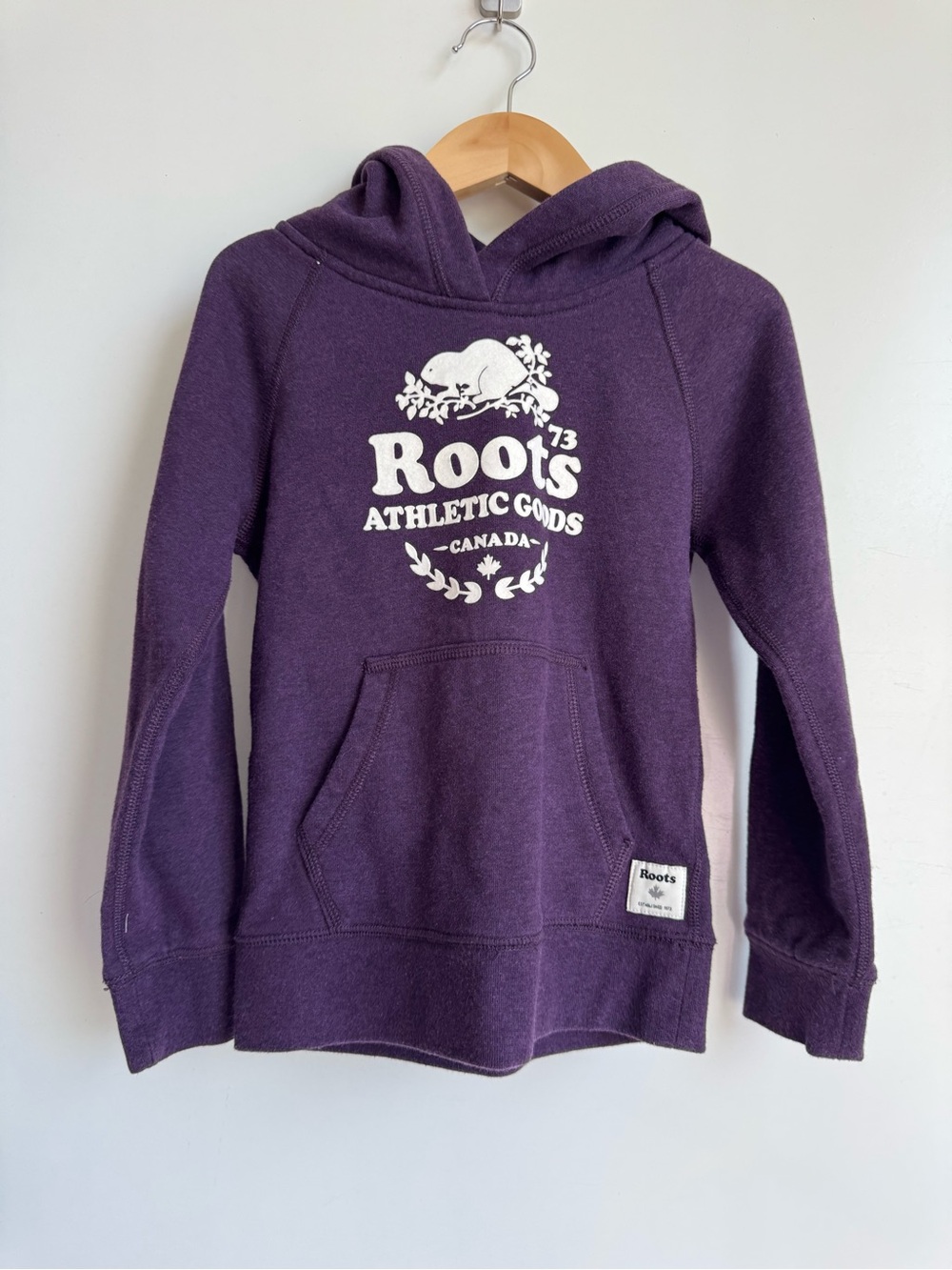 Roots Athletic‎ Goods "73" Beaver Hoodie dark purple Girls Small 5 6 Canada cozy